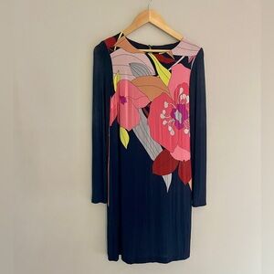Trina Turk Black Floral Shift Dress Size 4